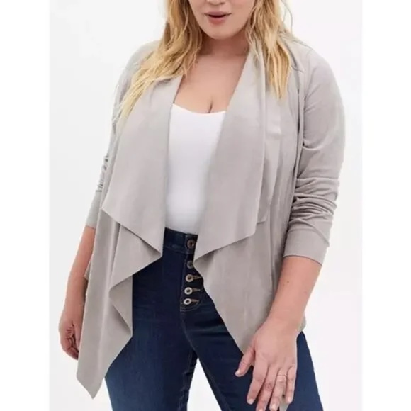 NWT TORRID Faux Suede Drape Front Jacket SZ 1X - Picture 1 of 4